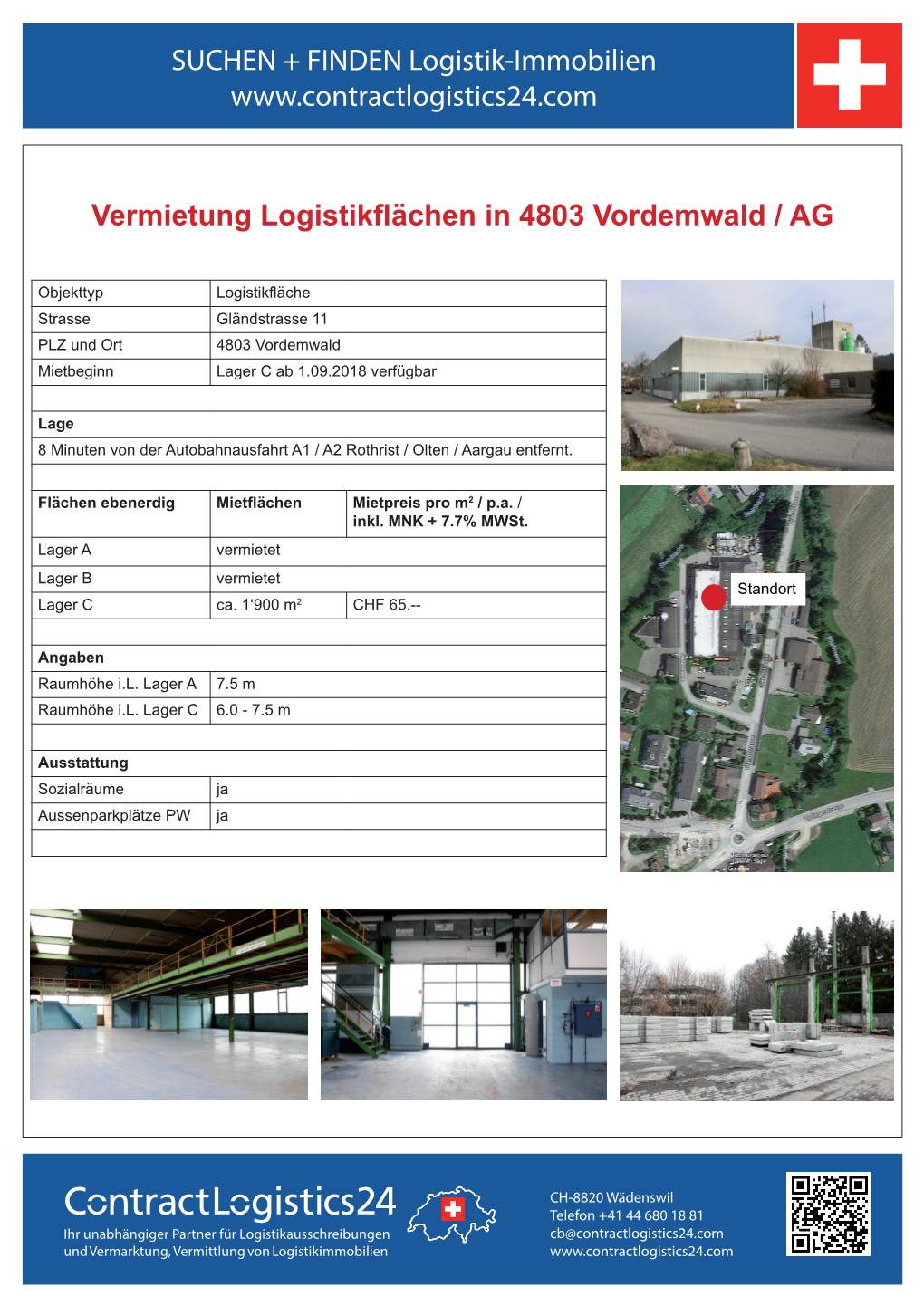 Vermietung Logistikflächen in 4803 Vordemwald / AG SUCHEN +