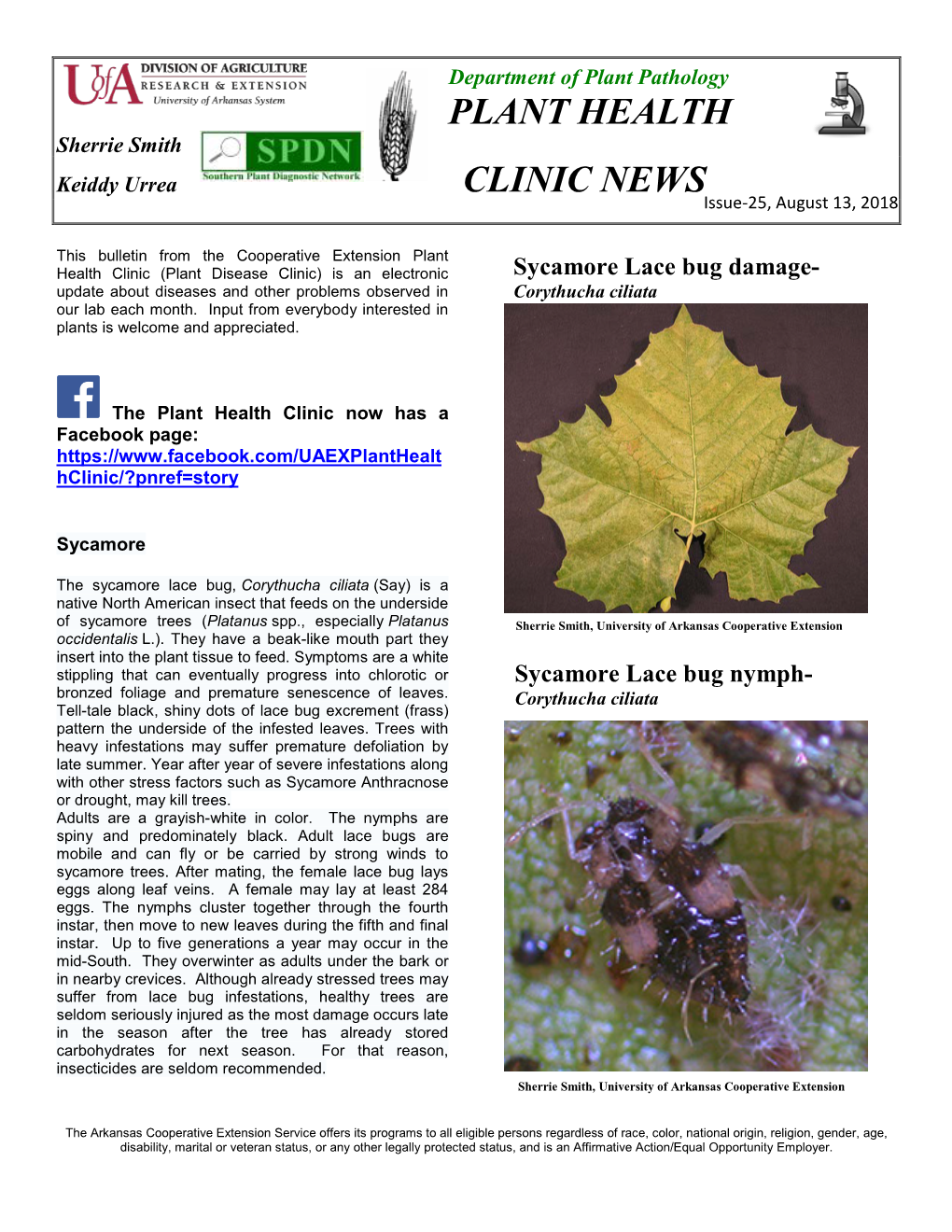 Plant Health Clinic Newsletter-Issue 25, 2018