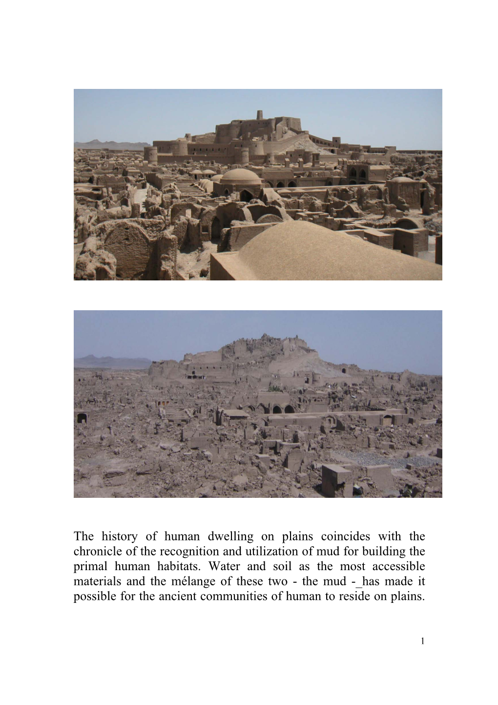 The History of Human Dwelling on Plains Coincides with the Chronicle of the Recognition and Utilization of Mud for Building the Primal Human Habitats