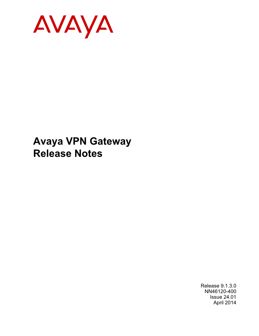 Avaya VPN Gateway Release Notes