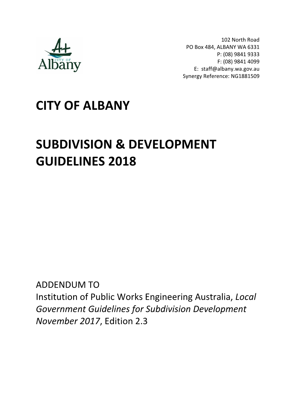 Subdivision and Development Guidelines 2018