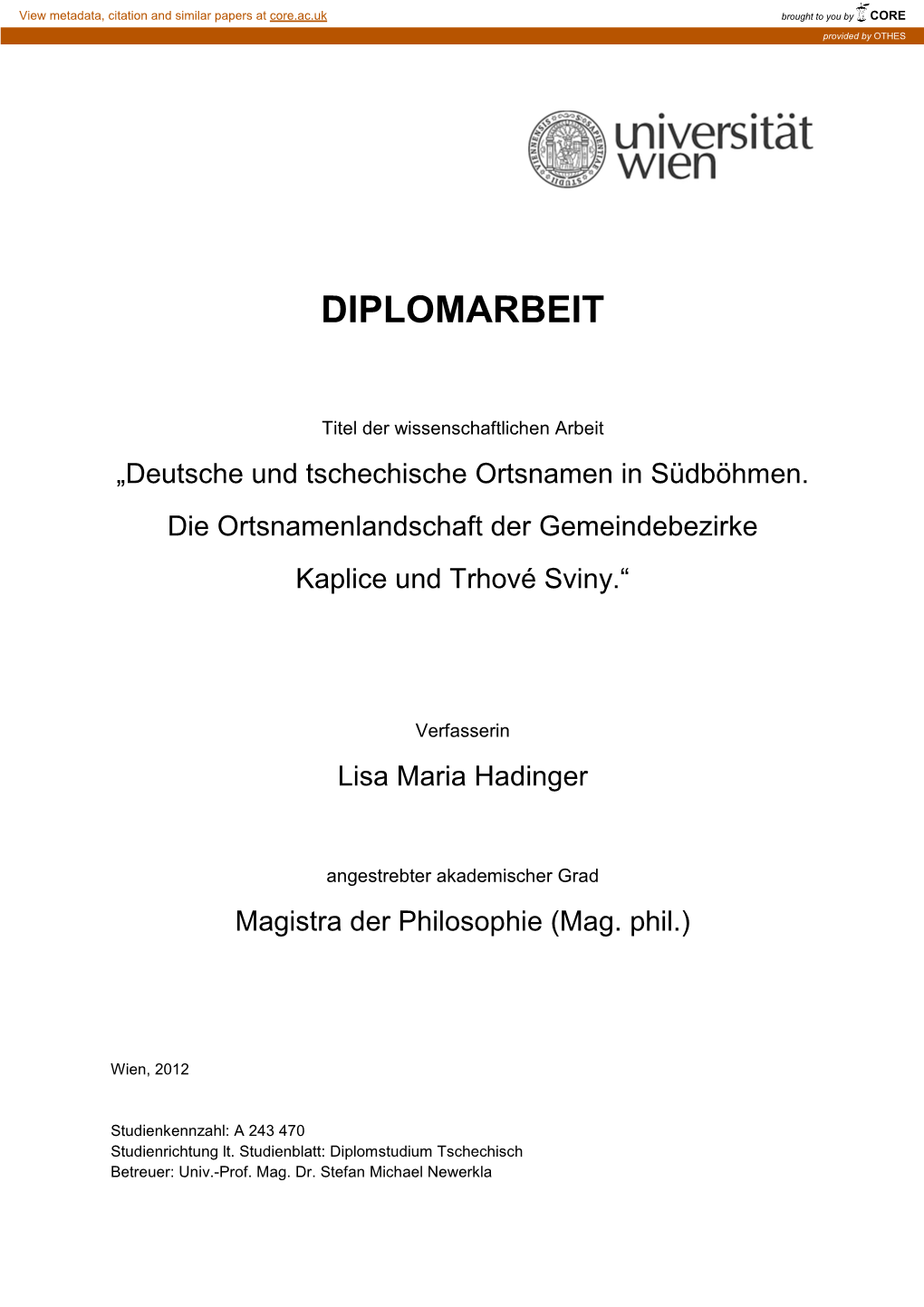 Diplomarbeit Hadinger Ortsnam