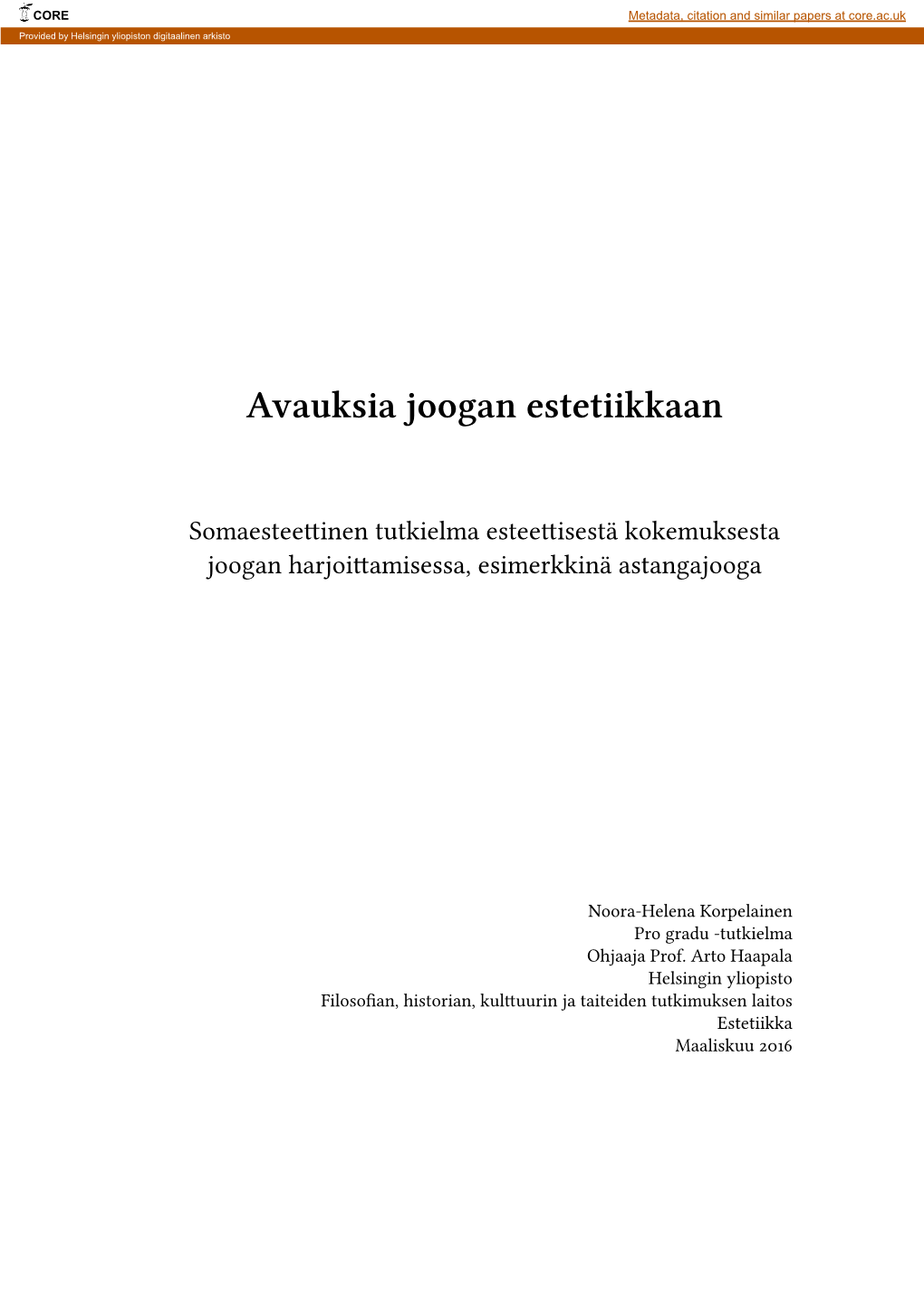 Avauksia Joogan Estetiikkaan