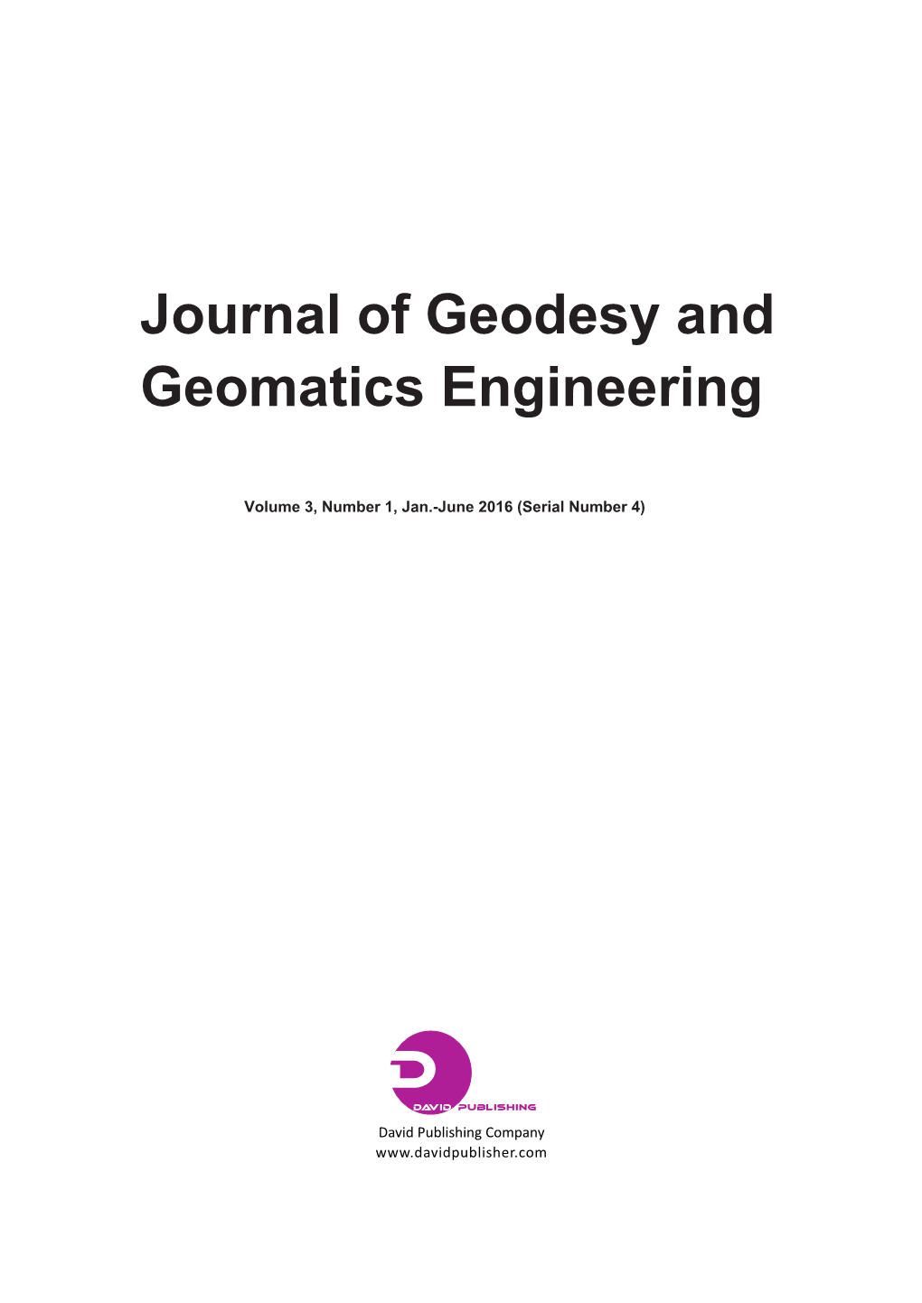 Journal of Geodesy and Geomatics Engineering