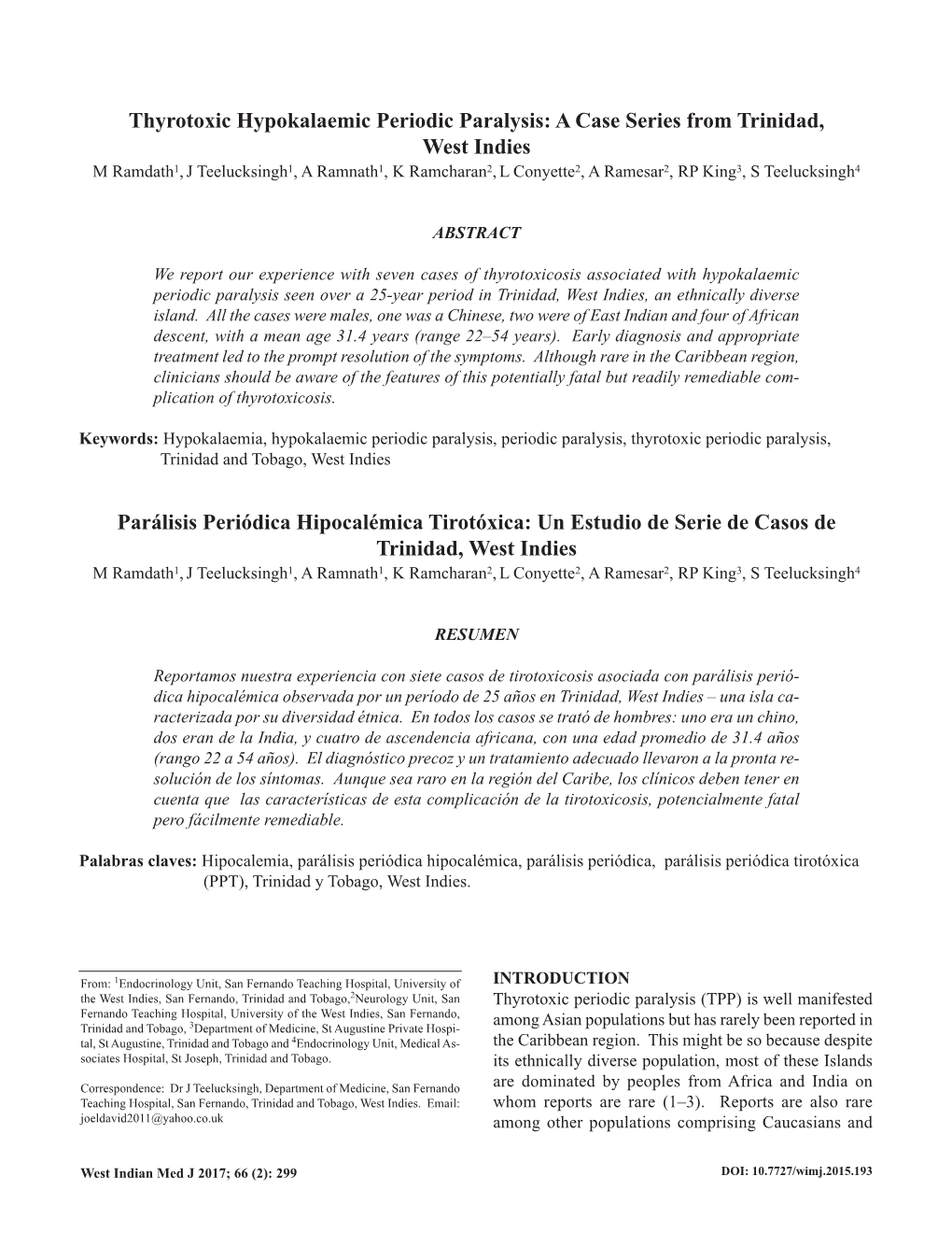 Thyrotoxic Hypokalaemic Periodic Paralysis