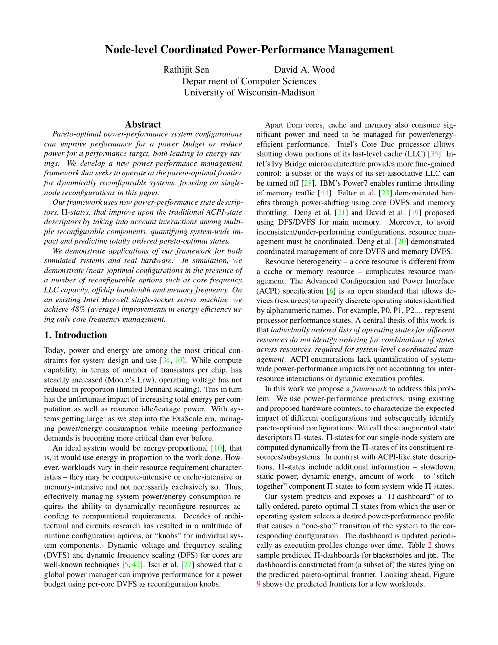 Node-Level Coordinated Power-Performance Management Rathijit Sen David A