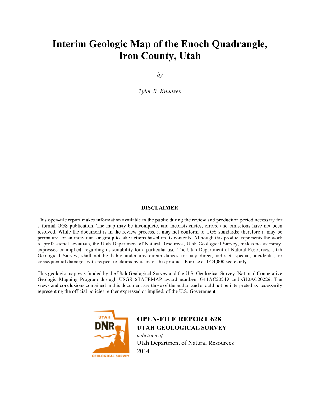 Interim Geologic Map of the Enoch Quadrangle, Iron County, Utah