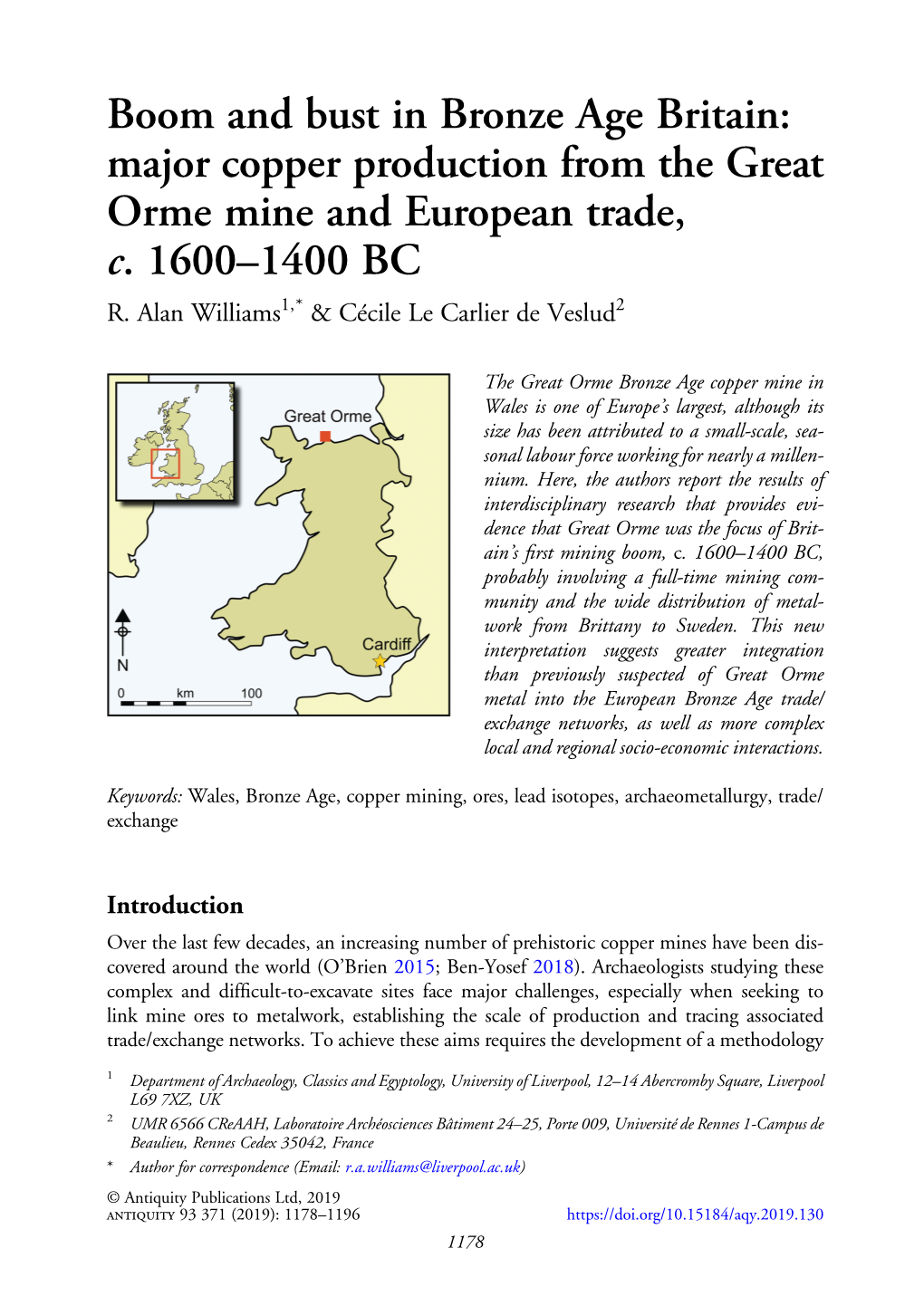 Boom and Bust in Bronze Age Britain: Major Copper Production from the Great Orme Mine and European Trade, C