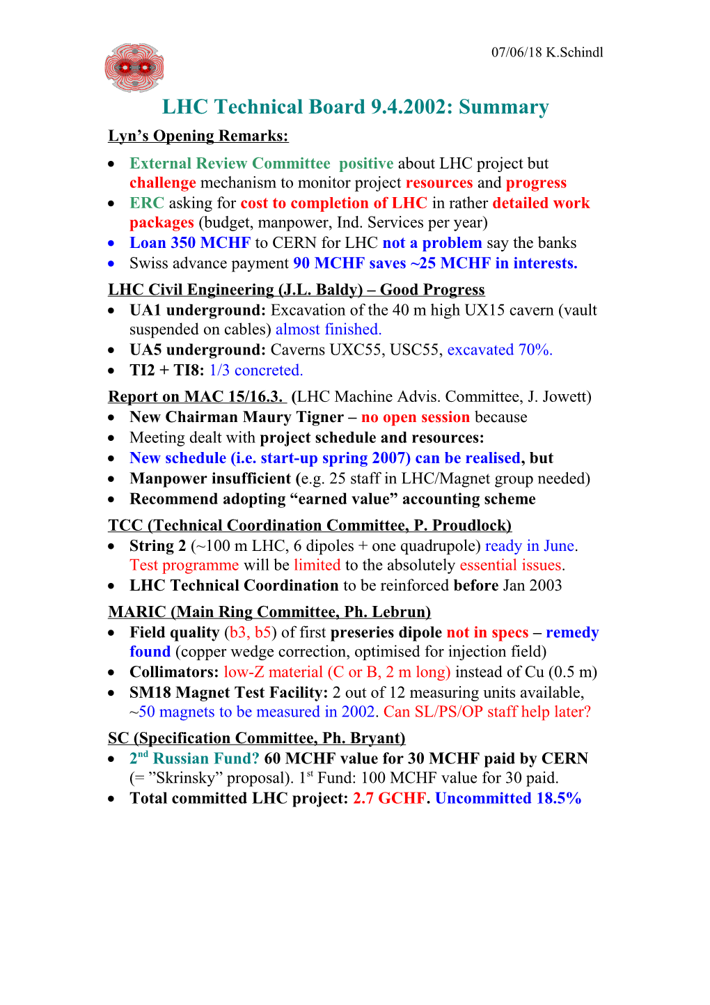 LHC Technical Committee 6