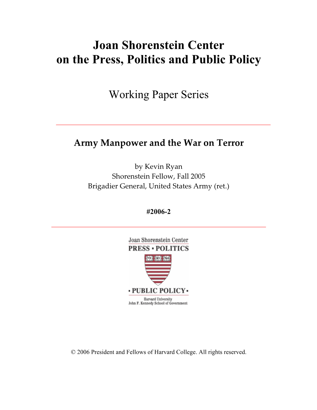 Army Manpower and the War on Terror