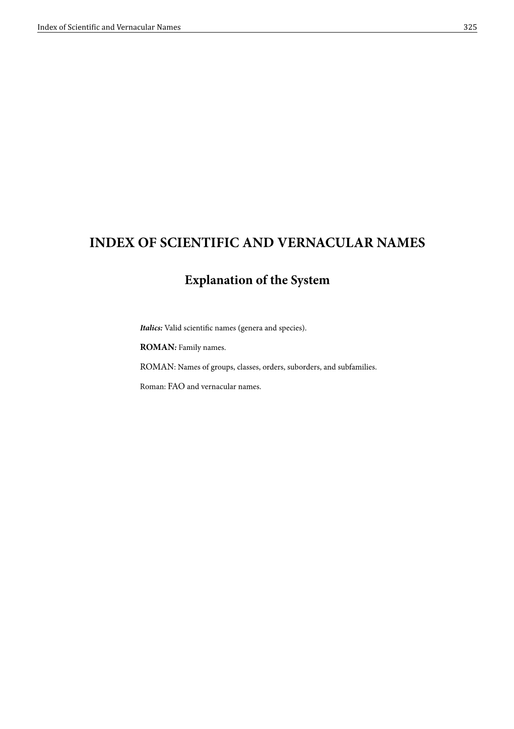 Index of Scientific and Vernacular Names 325