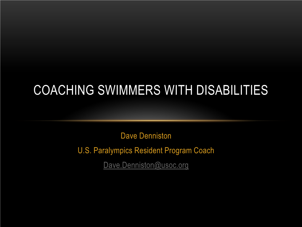 Coaching Swimmer with Disabilities