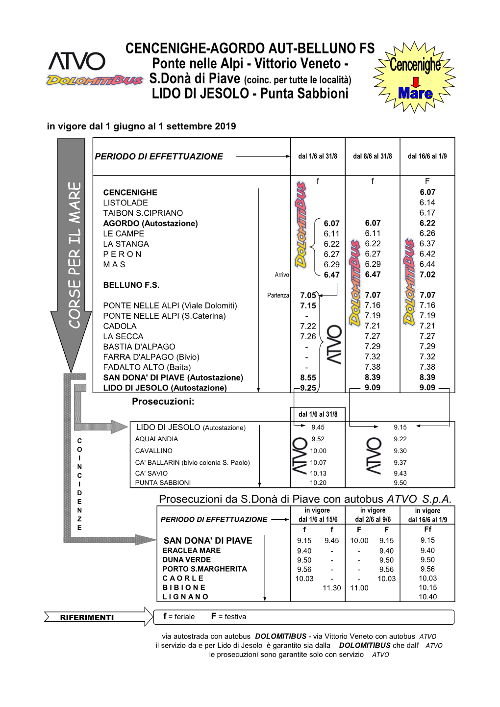 CENCENIGHE-AGORDO AUT-BELLUNO FS Ponte Nelle Alpi - Vittorio Veneto - S.Donà Di Piave (Coinc