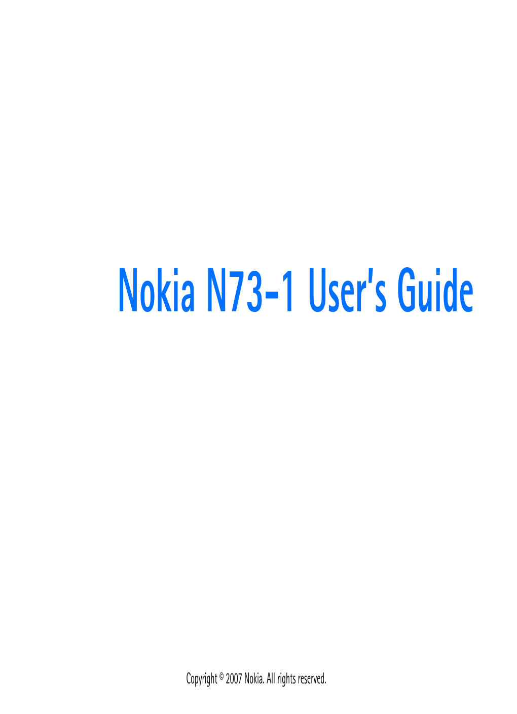 Nokia N73-1 User's Guide