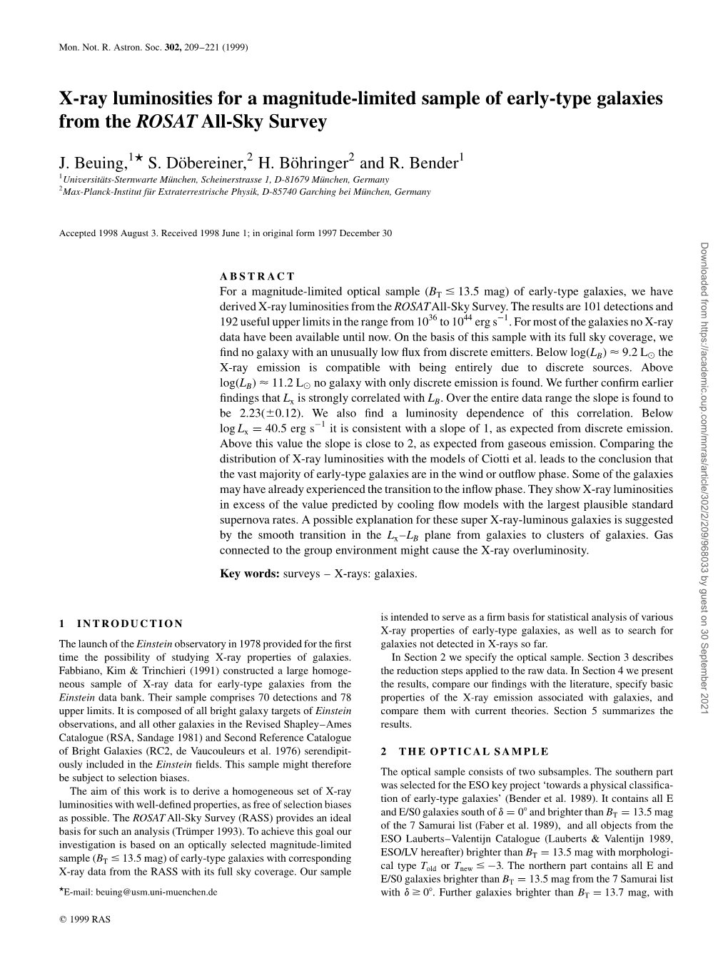 X-Ray Luminosities for a Magnitude-Limited Sample of Early-Type Galaxies from the ROSAT All-Sky Survey