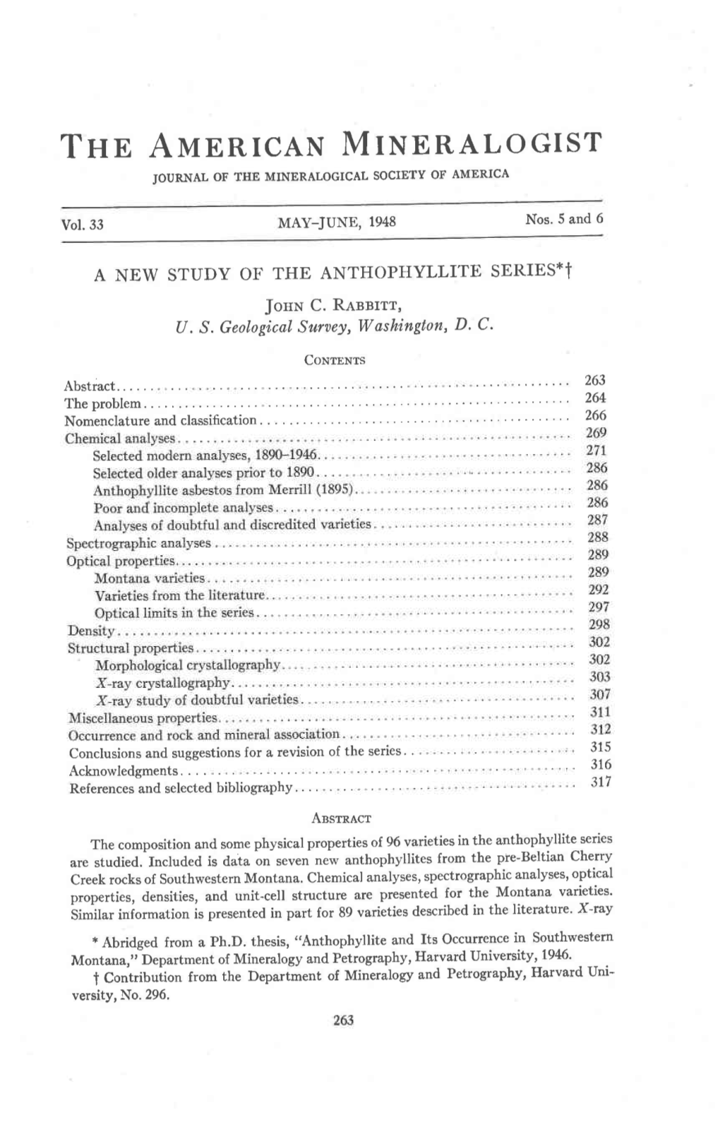 Thn AUERICAN Mtl,Ieralogist of AMERICA JOURNAL of the MINERALOGICAL SOCIETY