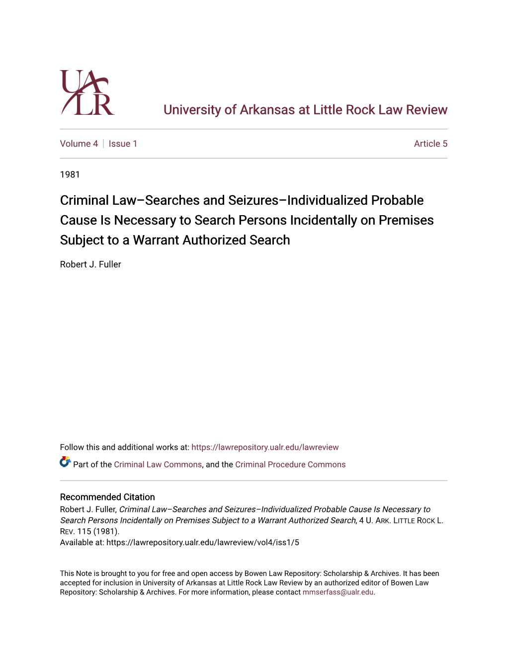 Criminal Law–Searches and Seizures–Individualized Probable Cause Is Necessary to Search Persons Incidentally on Premises Subject to a Warrant Authorized Search