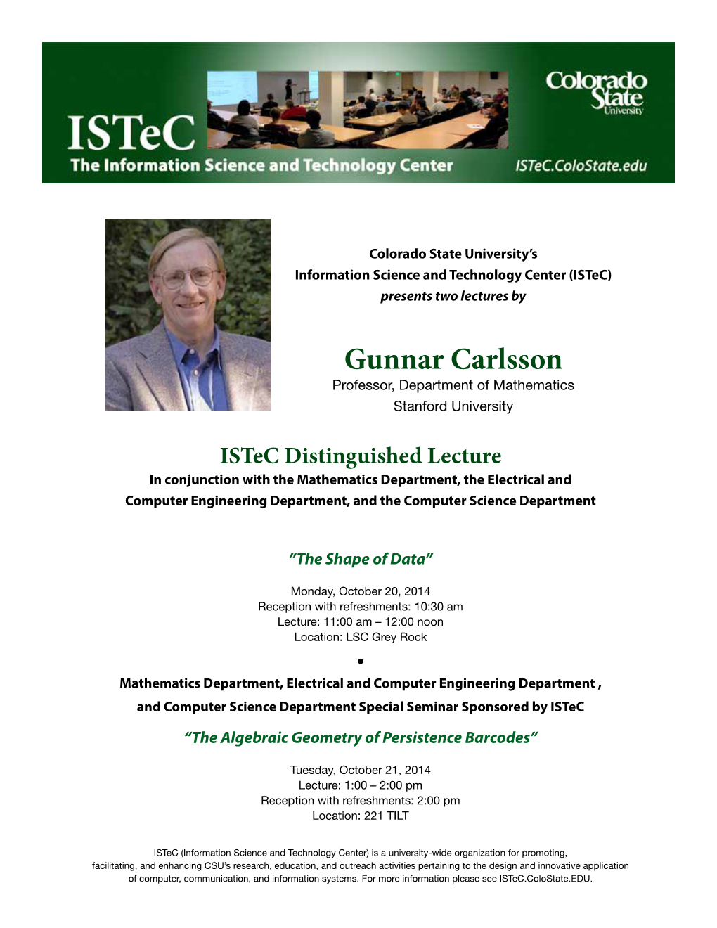 Gunnar Carlsson Professor, Department of Mathematics Stanford University