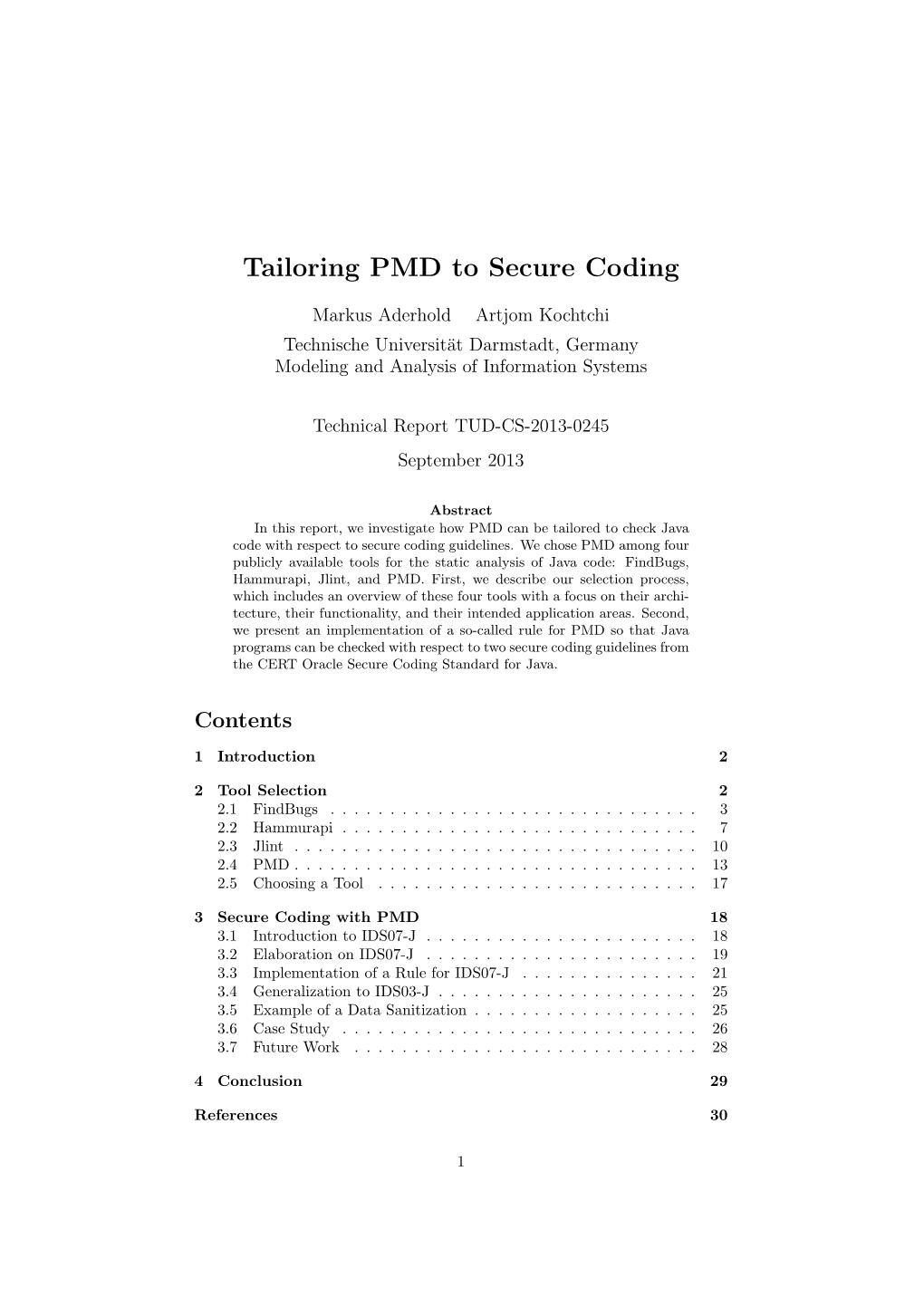 Tailoring PMD to Secure Coding