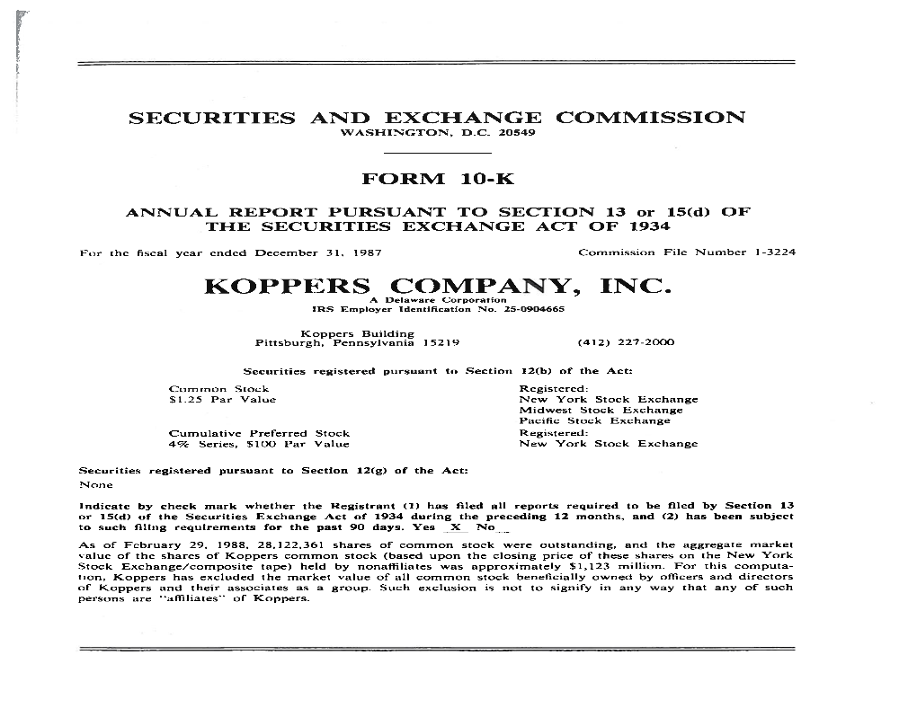 KOPPERS COMPANY, INC. a Delaware Corporation IRS Employer Identification No