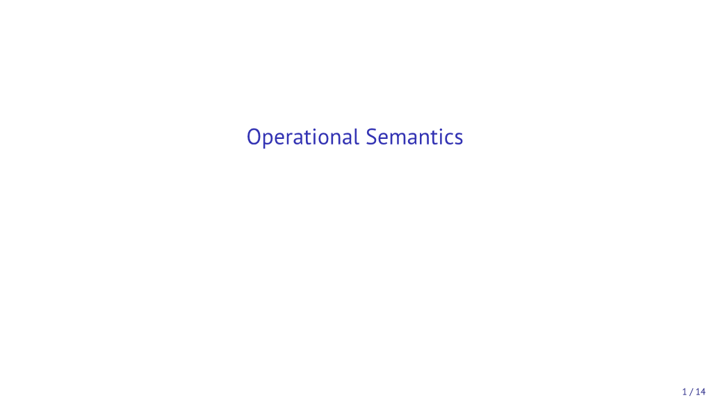 Operational Semantics