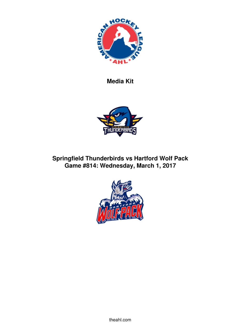 Media Kit Springfield Thunderbirds Vs Hartford Wolf Pack Game #814