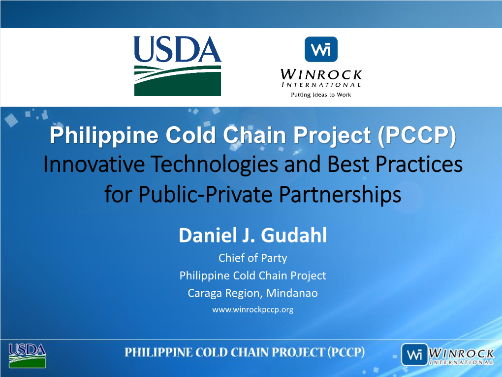(PCCP): Innovative Technologies and Best Practices for Public-Private