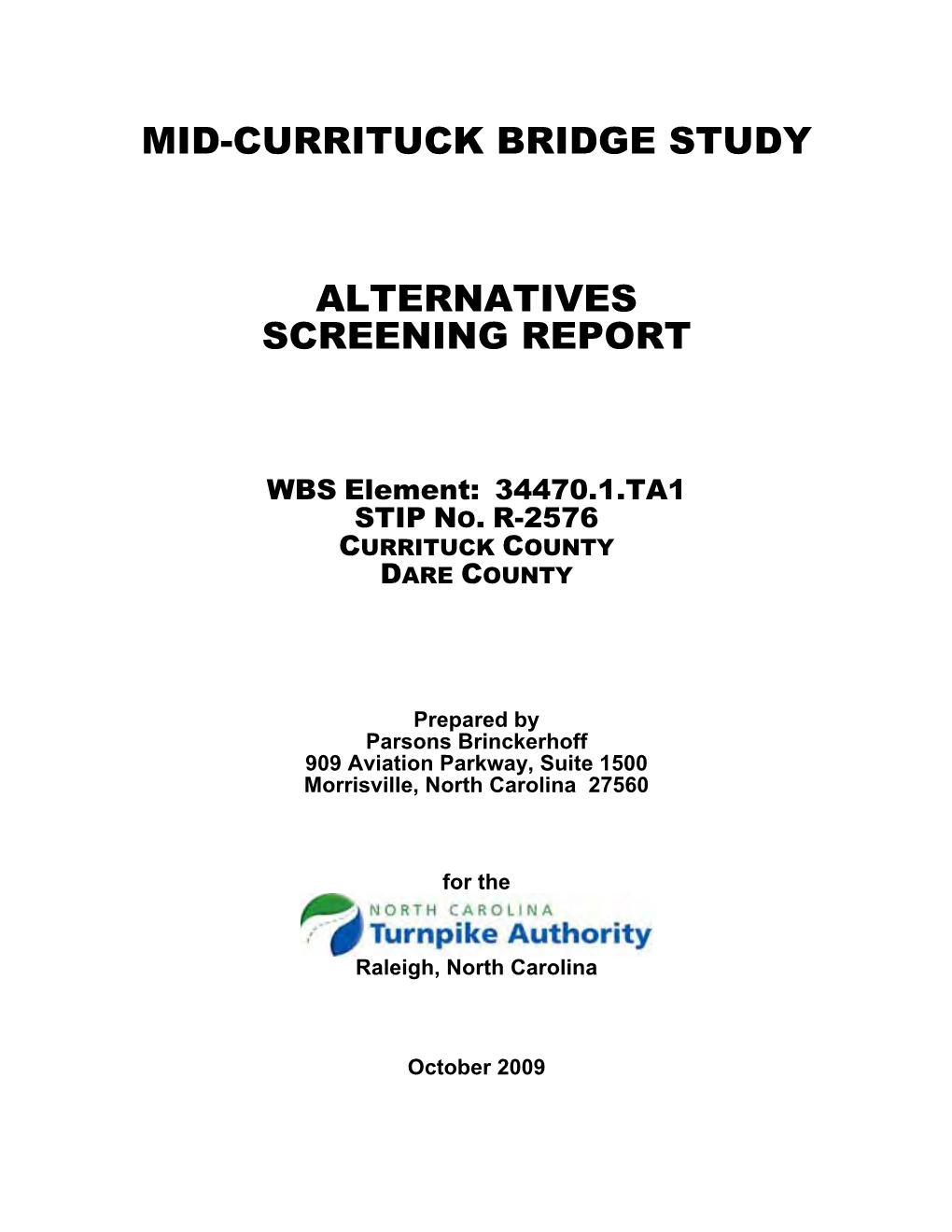 Mid-Currituck Bridge Study Alternatives Screening