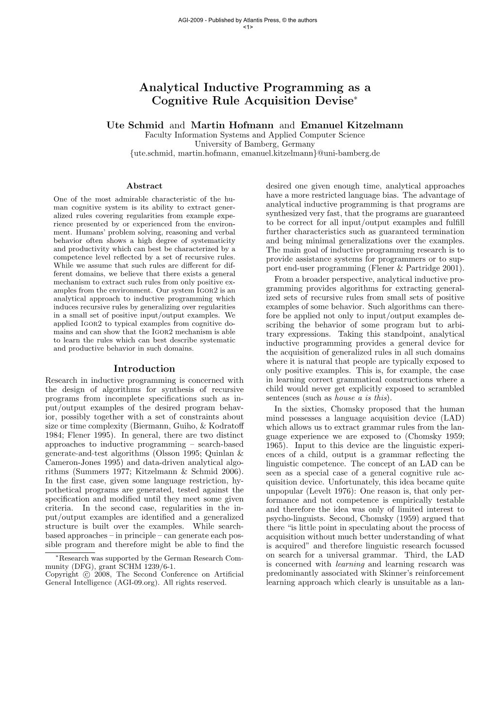 Analytical Inductive Programming As a Cognitive Rule Acquisition Devise∗