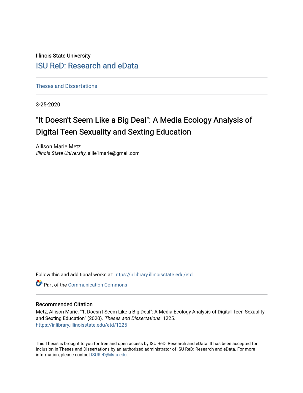 A Media Ecology Analysis of Digital Teen Sexuality and Sexting Education