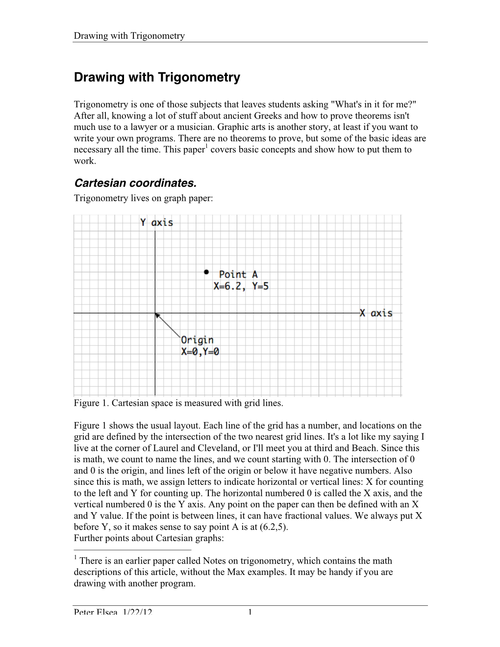 Drawing with Trigonometry Peter Elsea 1/22/12 1