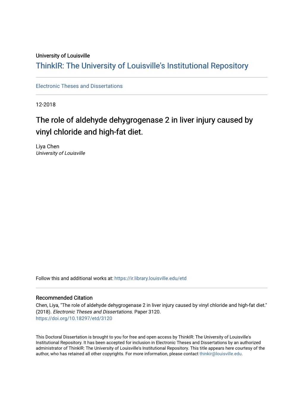 The Role of Aldehyde Dehygrogenase 2 in Liver Injury Caused by Vinyl Chloride and High-Fat Diet