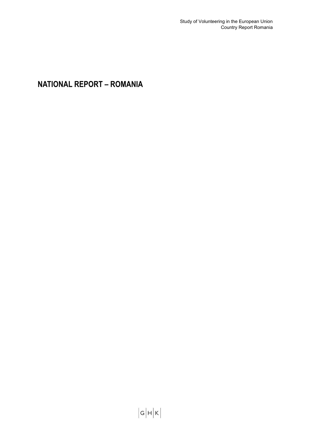 National Report – Romania