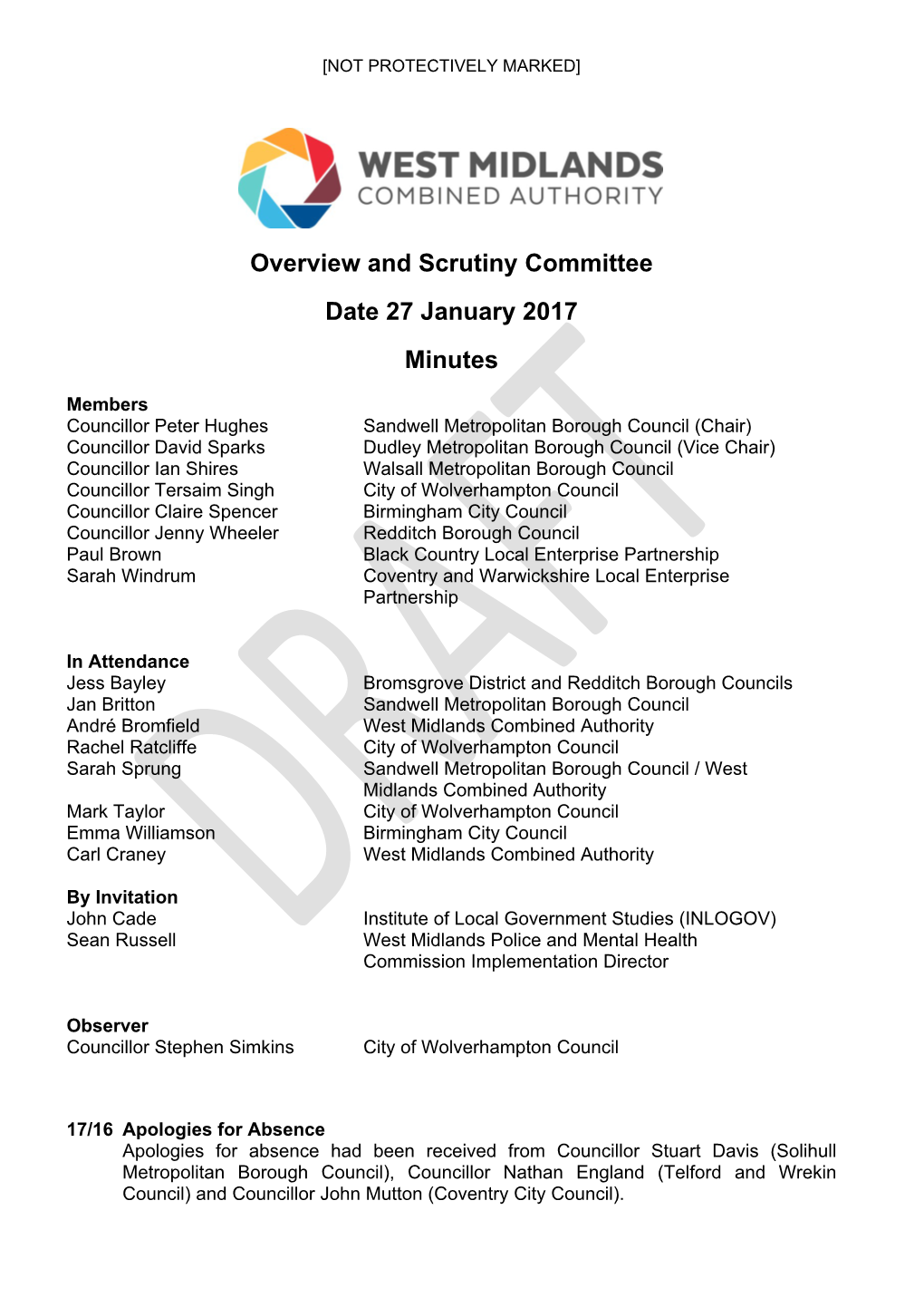 Minutes of the Overview & Scrutiny Committee