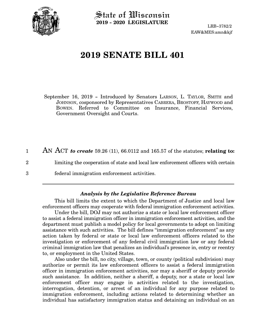 2019 Senate Bill 401