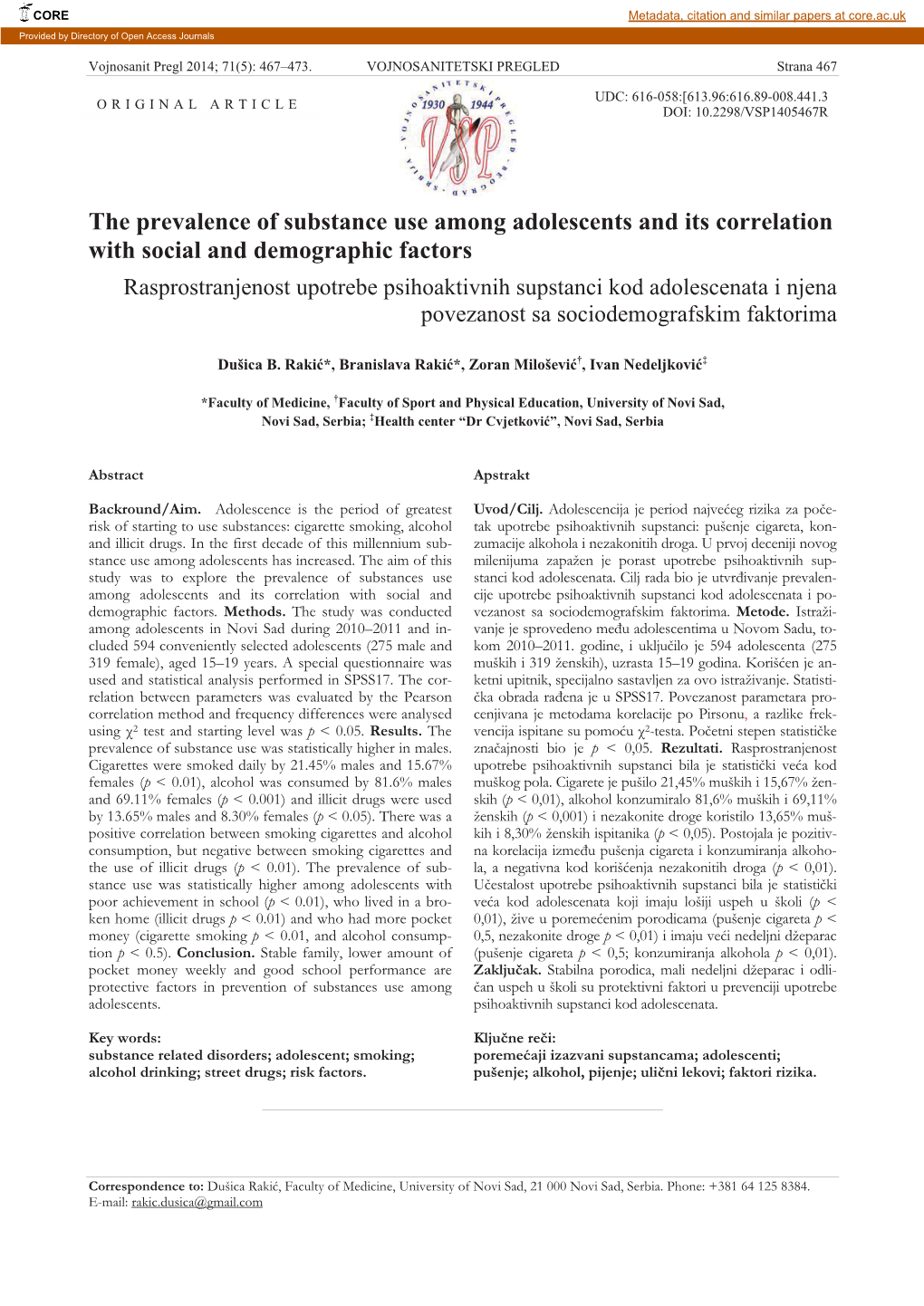 The Prevalence of Substance Use Among Adolescents and Its