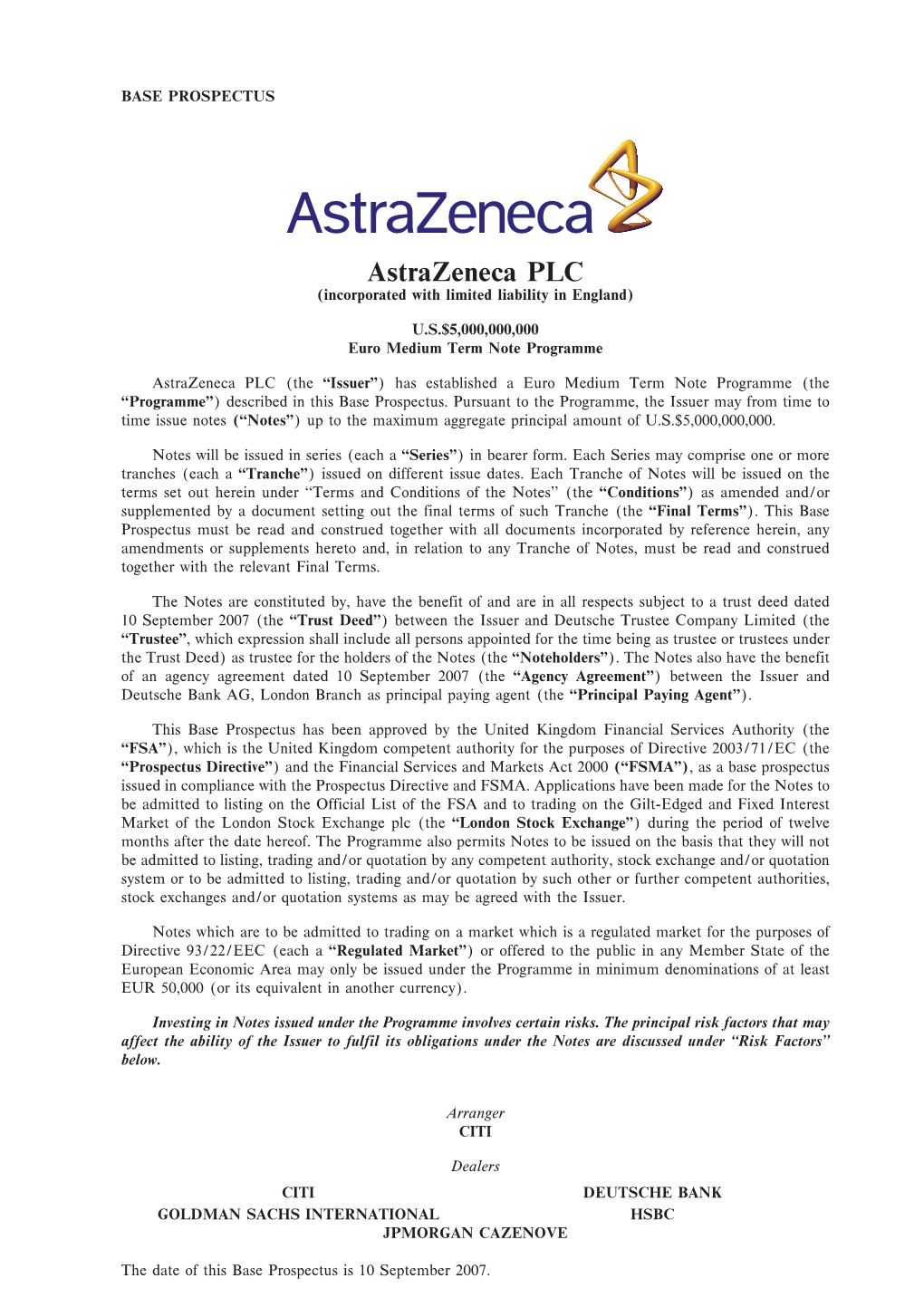 Astrazeneca EMTN