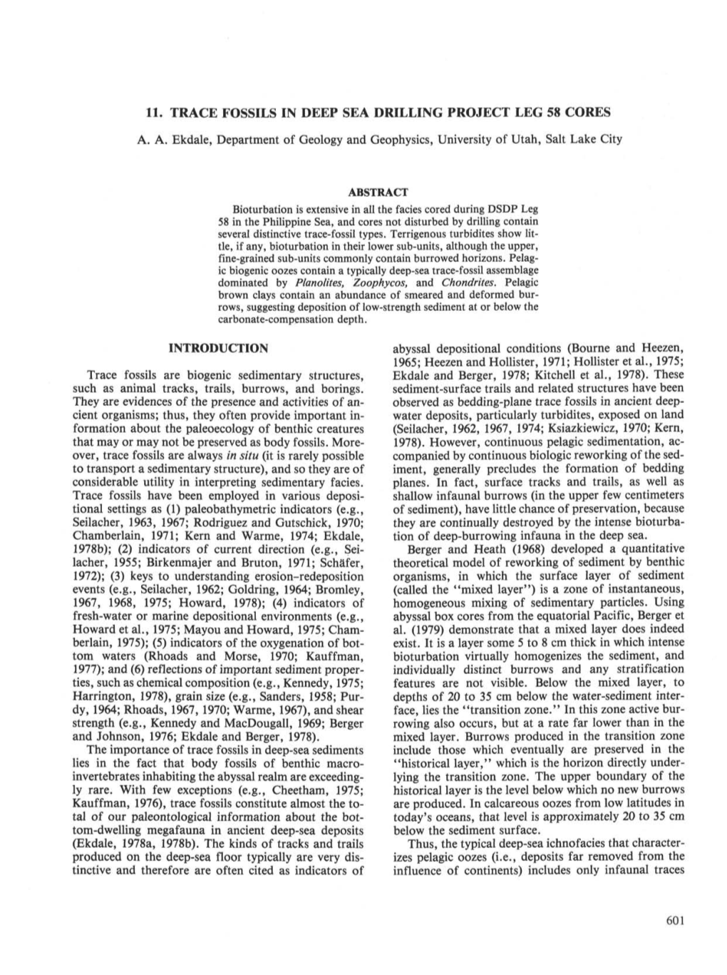 11. Trace Fossils in Deep Sea Drilling Project Leg 58 Cores A