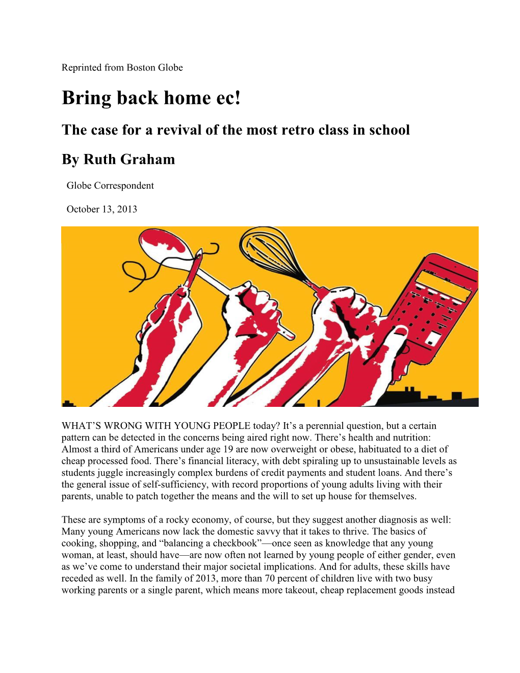 Bring Back Home Ec! the Case for a Revival of the Most Retro Class in School by Ruth Graham