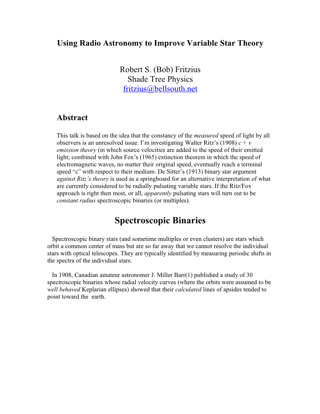 Using Radio Astronomy to Improve Variable Star Theory