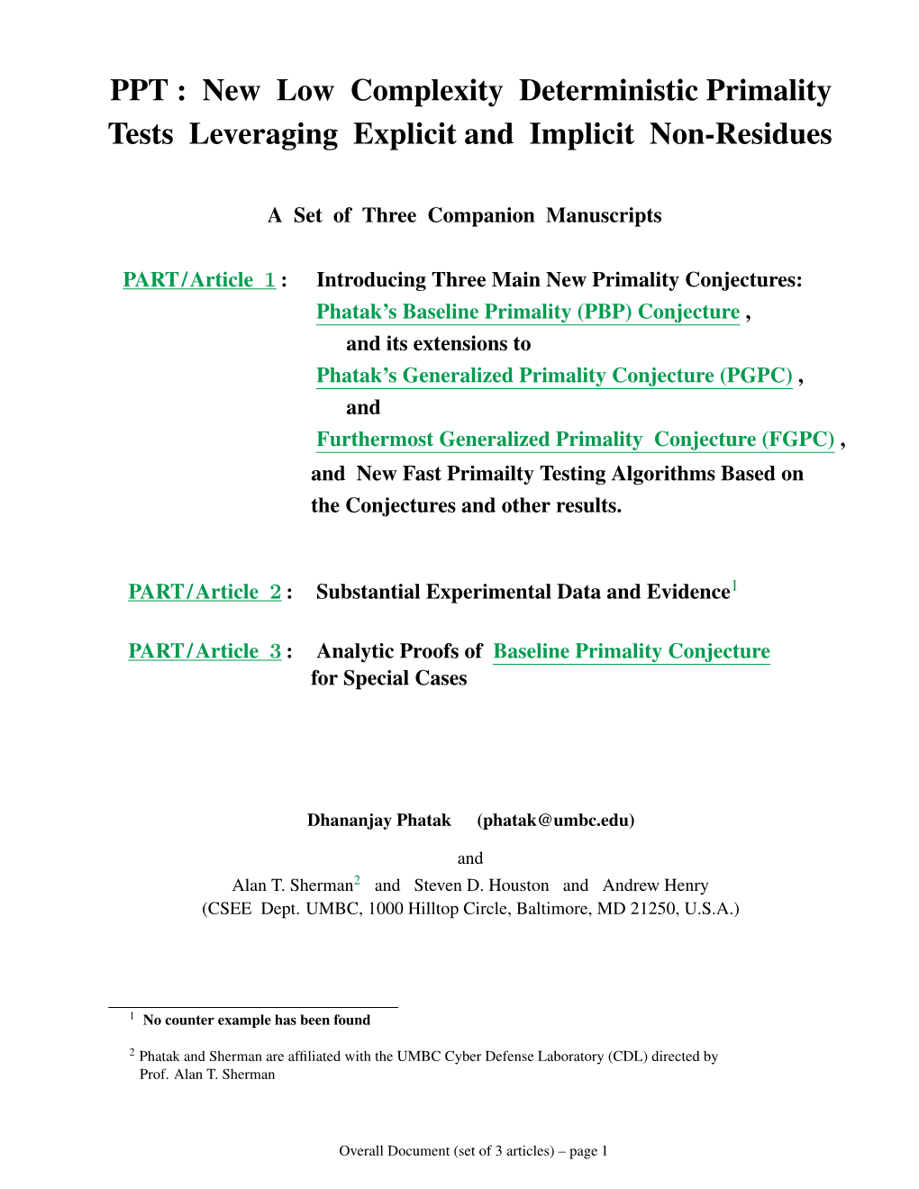 Phatak Primality Test (PPT)