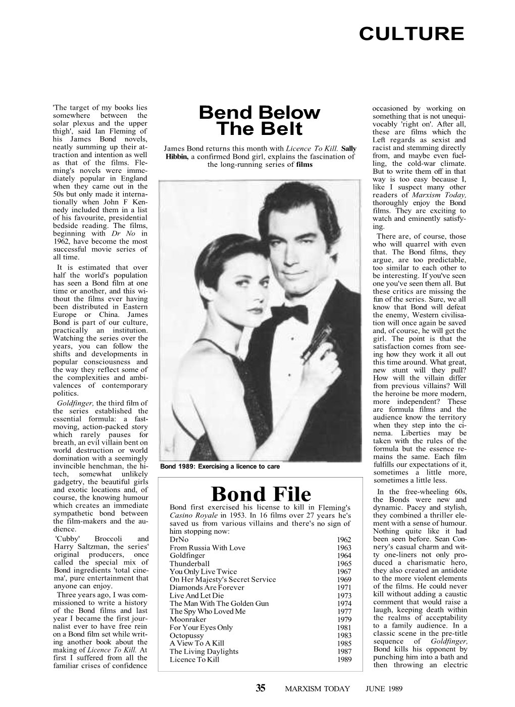 Bond File the Bonds Were New and Which Creates an Immediate Bond First Exercised His License to Kill in Fleming's Dynamic