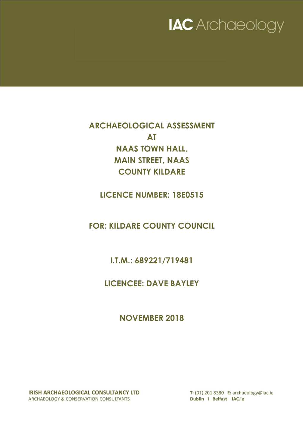 Archaeological Assessment at Naas Town Hall, Main Street, Naas County Kildare