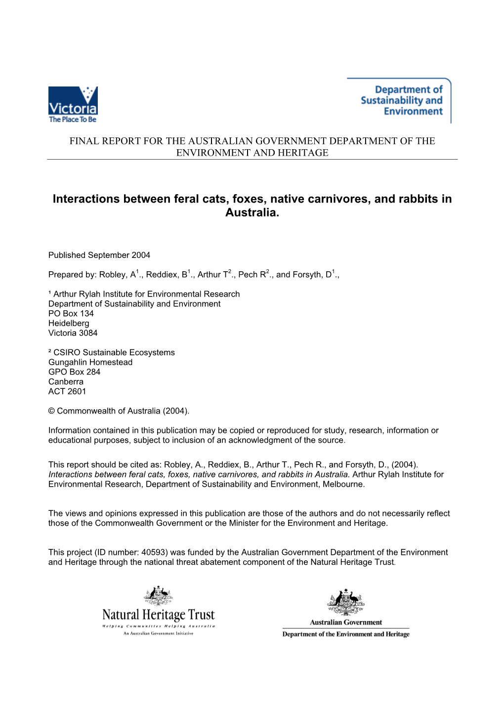 Interactions Between Feral Cats, Foxes, Native Carnivores, and Rabbits in Australia