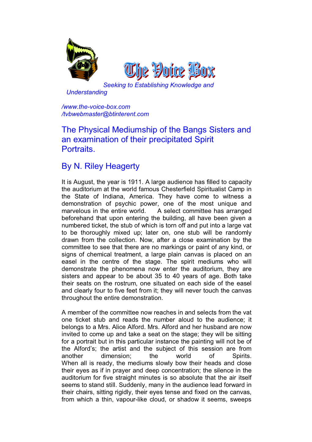 The Physical Mediumship of the Bangs Sisters and an Examination of Their Precipitated Spirit Portraits