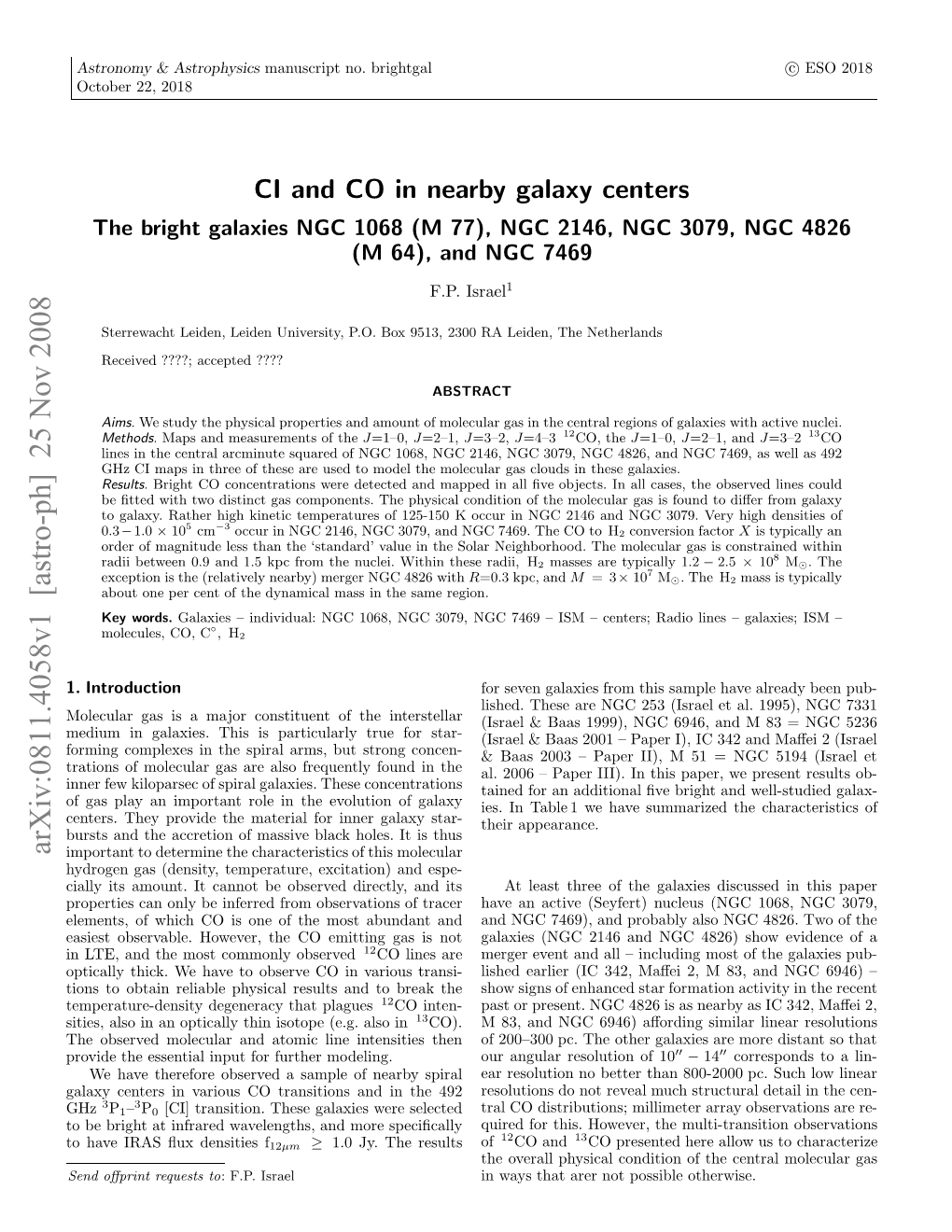 CI and CO in Nearby Galaxy Centers