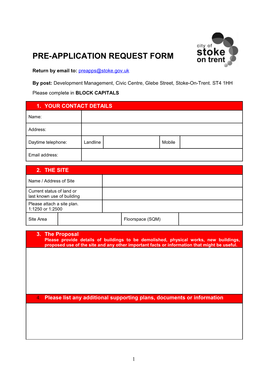 Planning Enquiry Request Form