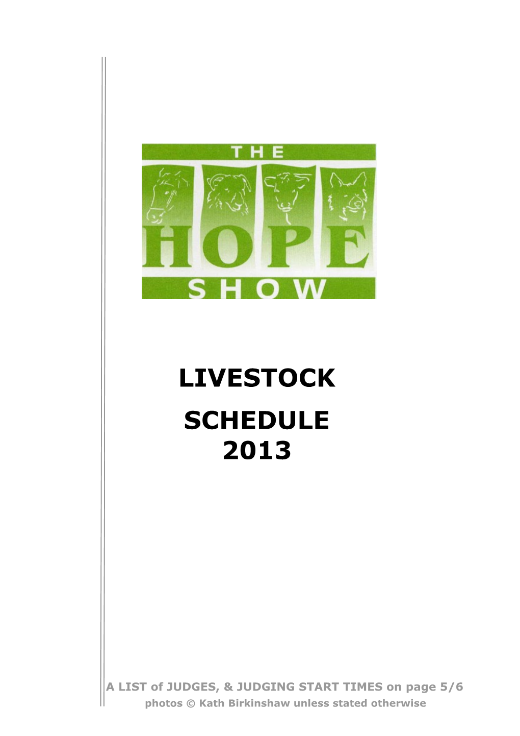 Livestock Schedule 2013