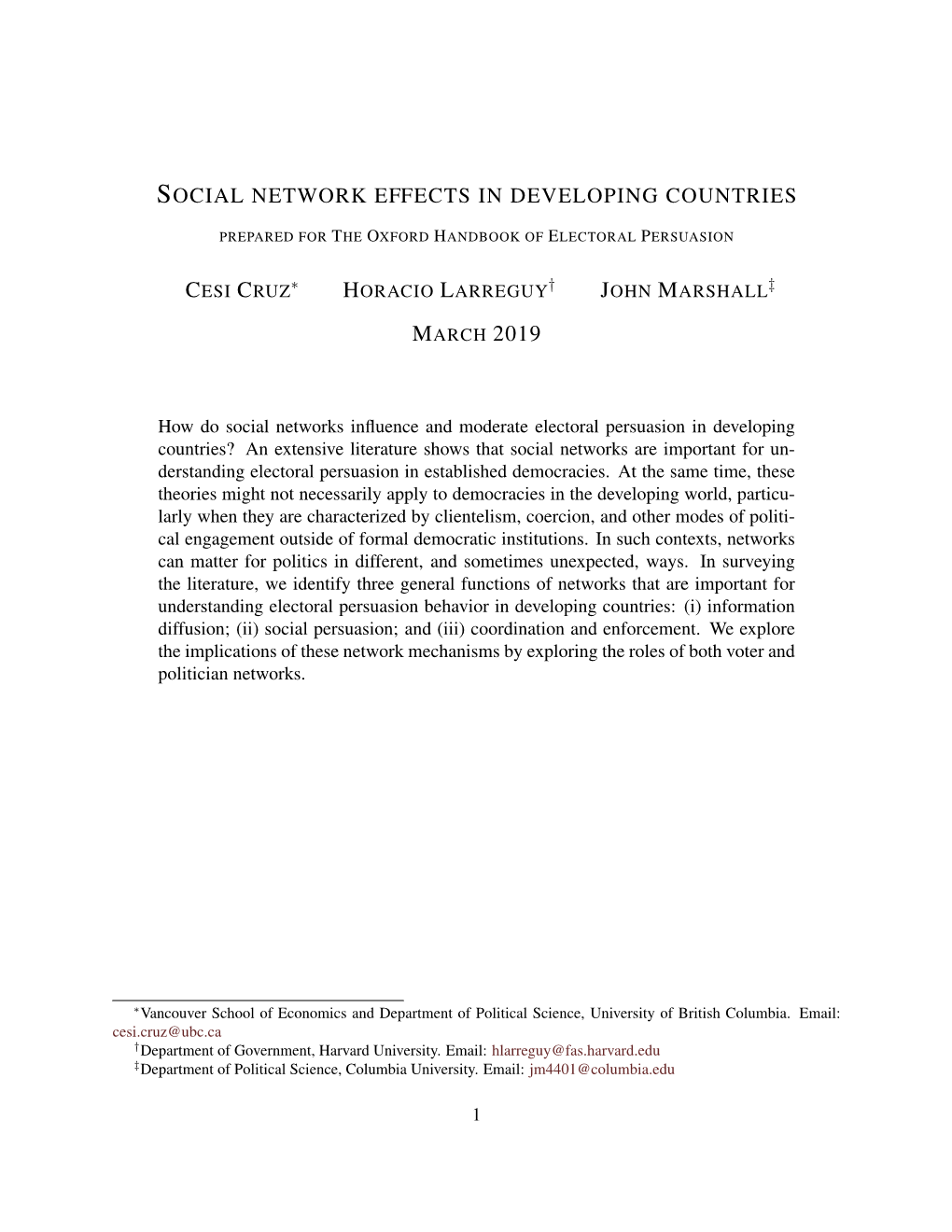 Social Network Effects in Developing Countries