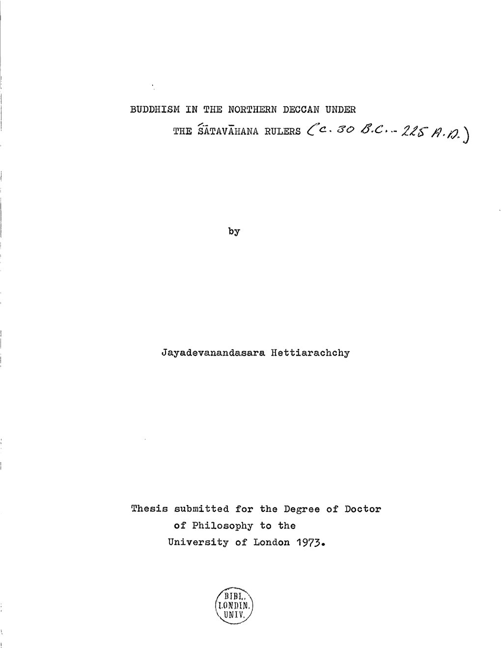 Buddhism in the Northern Deccan Under The